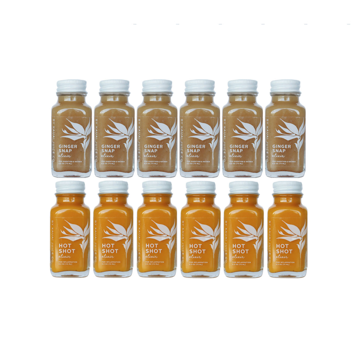 Kauai Juice Co. Ginger Snap & Hot Shot Wellness Elixir 12 Pack